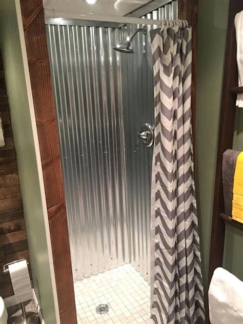 using metal roofing material as a shower enclosure|corrugated metal shower primer.